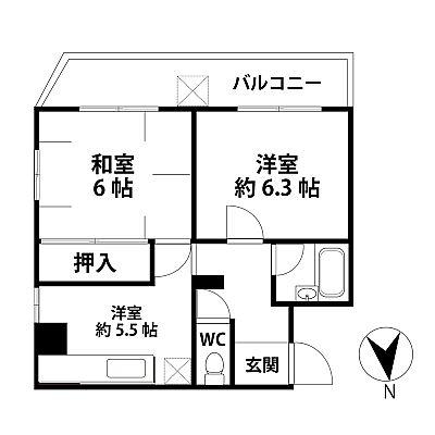 Floor plan. 2DK, Price 7.5 million yen, Occupied area 43.82 sq m , Balcony area 3 sq m
