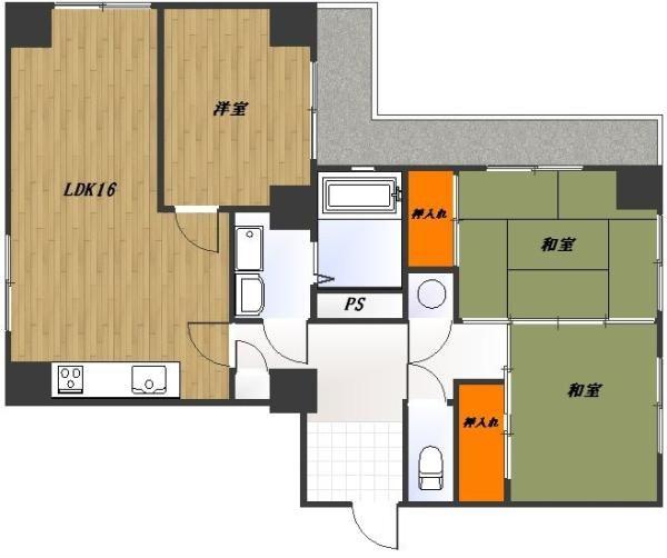 Floor plan. 3LDK, Price 16.5 million yen, Occupied area 74.94 sq m , Balcony area 10.22 sq m footprint 74.94 sq m  3LDK