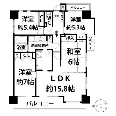 Floor plan. 4LDK, Price 28.8 million yen, Occupied area 89.25 sq m , Balcony area 14.83 sq m appearance