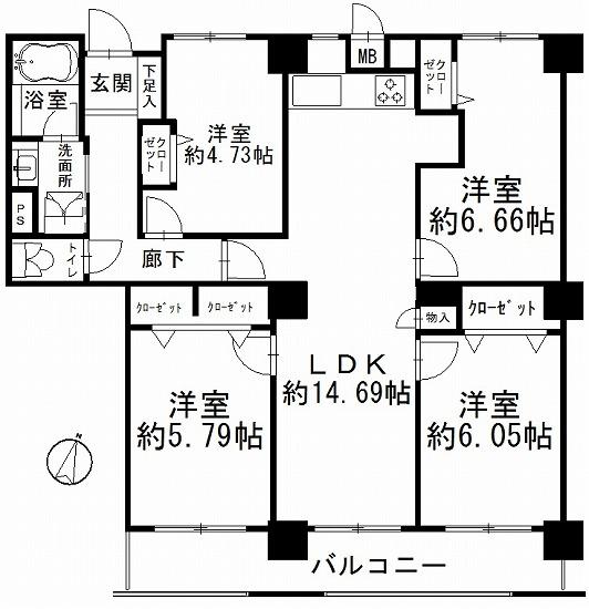 Floor plan. 4LDK, Price 24,900,000 yen, Occupied area 82.05 sq m , Balcony area 9.72 sq m