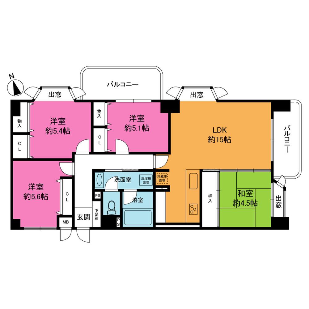 Floor plan. 4LDK, Price 21,800,000 yen, Occupied area 81.92 sq m , Balcony area 10.98 sq m