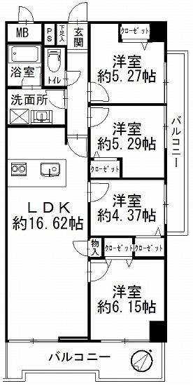 Floor plan. 4LDK, Price 25,900,000 yen, Occupied area 79.38 sq m , Balcony area 12.09 sq m