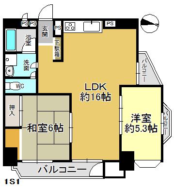 Floor plan. 2LDK, Price 11.8 million yen, Occupied area 65.19 sq m , Balcony area 9.52 sq m Heisei 25 October renovation completed. 6 is a ground floor corner room.
