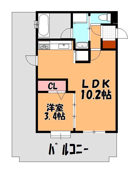 Floor plan. 1LDK, Price 13.8 million yen, Occupied area 31.24 sq m , Balcony area 23.29 sq m