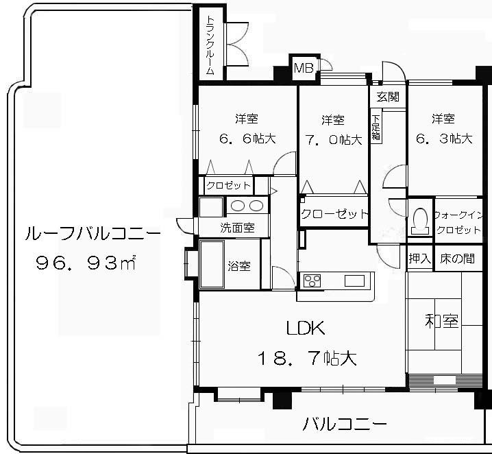 Floor plan. 4LDK + S (storeroom), Price 53,800,000 yen, Footprint 106 sq m , Balcony area 19.25 sq m