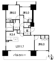 Floor: 3LDK, occupied area: 70.64 sq m, Price: 36,780,000 yen
