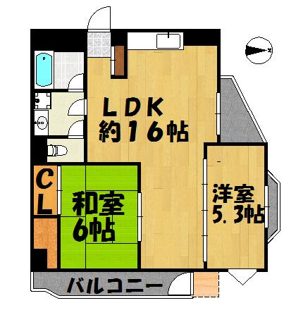 Floor plan. 2LDK, Price 11.8 million yen, Footprint 65.1 sq m , Balcony area 9.52 sq m