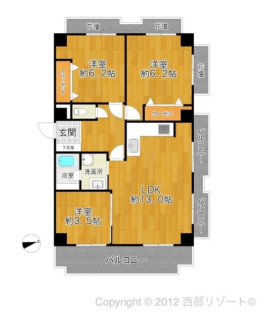 Floor plan. 3LDK, Price 14.8 million yen, Occupied area 68.63 sq m , Balcony area 10.7 sq m (9 May 2012) created