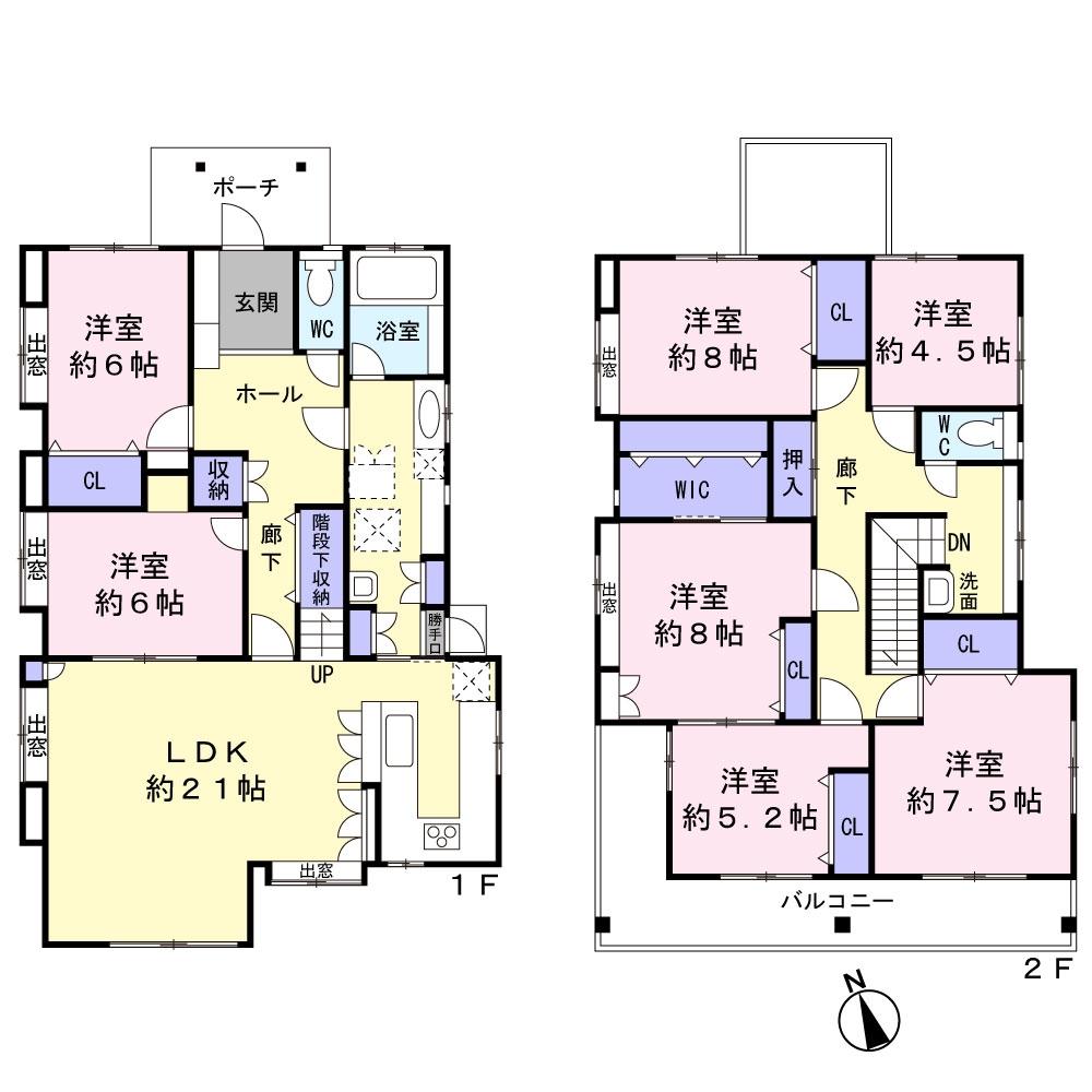 Floor plan. 74,800,000 yen, 7LDK, Land area 231.4 sq m , Building area 172.99 sq m