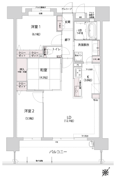 Floor: 3LDK, occupied area: 69.73 sq m, Price: 25.5 million yen