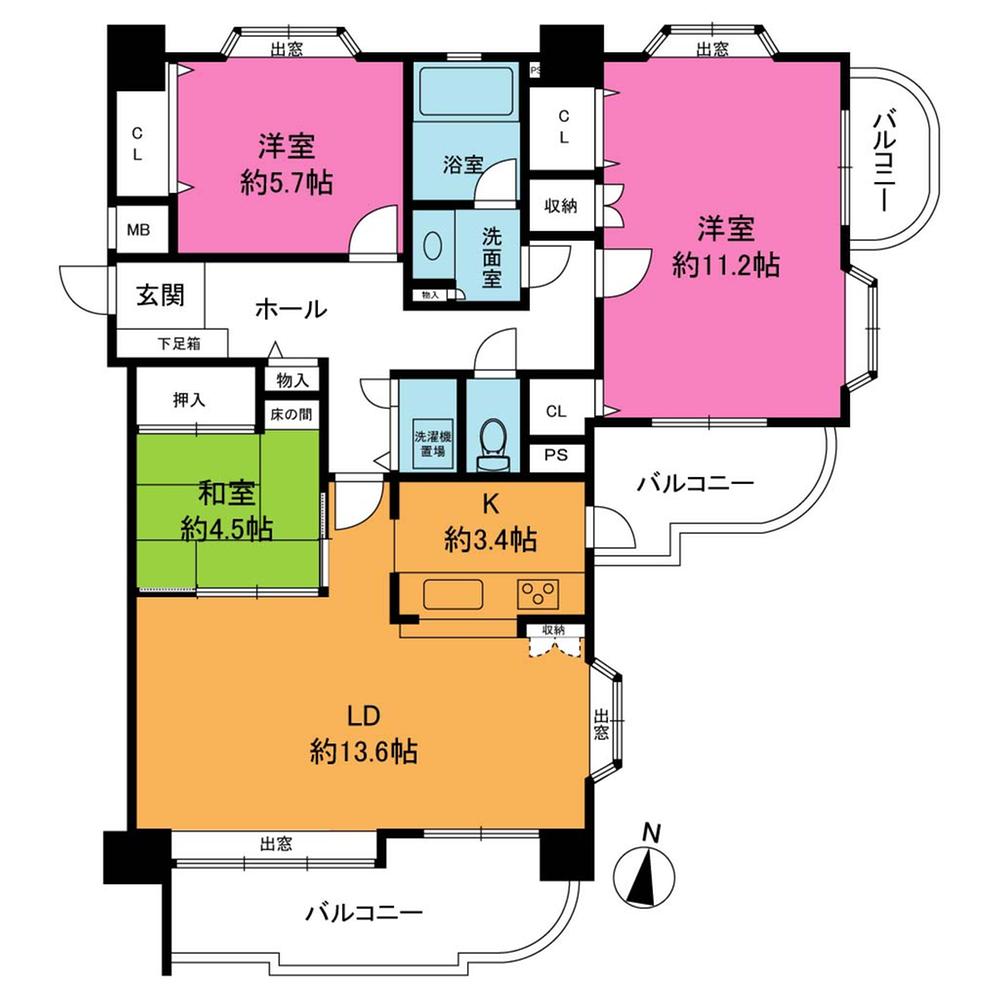 Floor plan. 3LDK, Price 17.8 million yen, Occupied area 88.55 sq m , Balcony area 17.97 sq m
