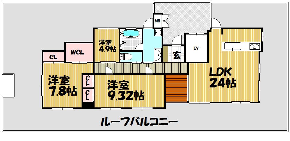 Floor plan. 2LDK + S (storeroom), Price 62 million yen, Occupied area 98.77 sq m , Balcony area 133.74 sq m
