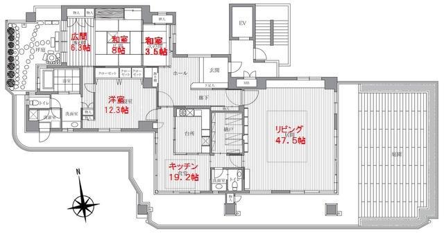 Floor plan. 3LDK + S (storeroom), Price 157 million yen, Footprint 239.34 sq m , Balcony area 170 sq m