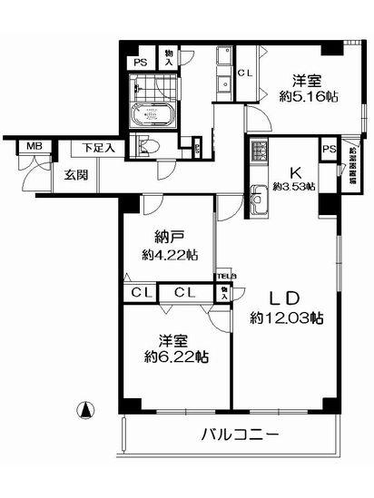 Floor plan. 2LDK + S (storeroom), Price 18,800,000 yen, Occupied area 74.72 sq m , Balcony area 8.46 sq m