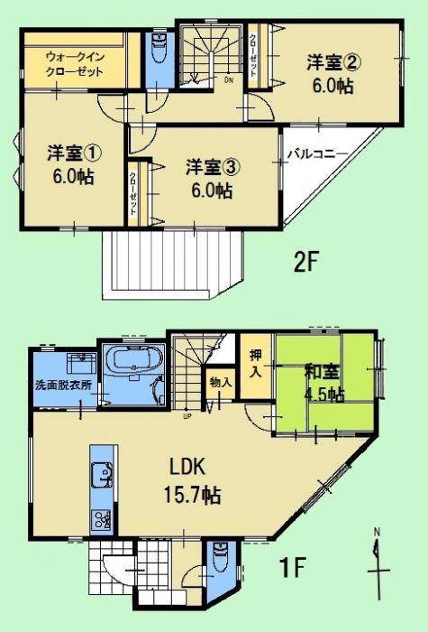 Floor plan. 24,900,000 yen, 4LDK, Land area 122.2 sq m , Building area 94.46 sq m 4LDK Immediate Available