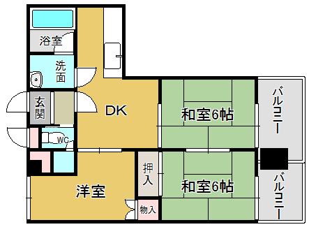 Floor plan. 3DK, Price 6.5 million yen, Is the exclusive area of ​​55.32 sq m 3DK.