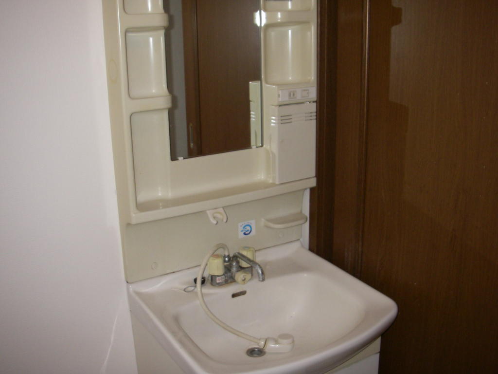 Washroom. Vanity with shower faucet