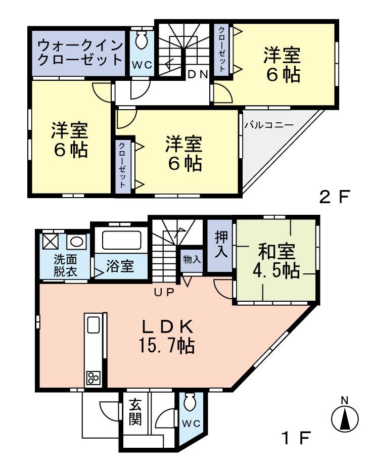 Floor plan. 24,900,000 yen, 4LDK + S (storeroom), Land area 122.2 sq m , Building area 94.46 sq m