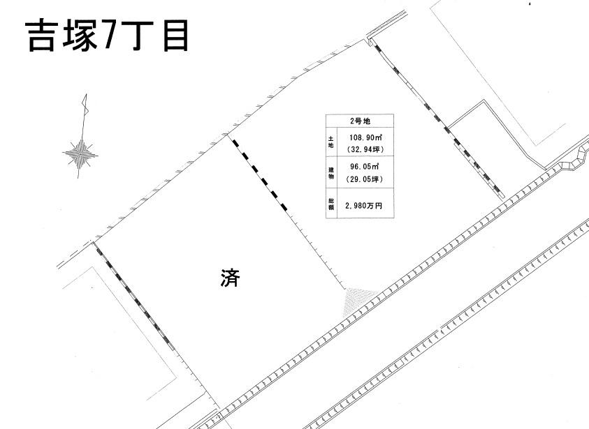 Compartment figure. 29,800,000 yen, 4LDK, Land area 108.9 sq m , Building area 96.05 sq m all two-compartment