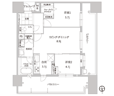 Floor: 2LDK, occupied area: 53.42 sq m, Price: 17,900,000 yen ~ 21,400,000 yen