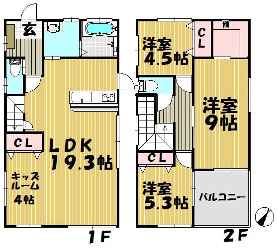 Floor plan. 28.6 million yen, 4LDK, Land area 146.88 sq m , Building area 101.85 sq m