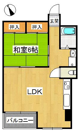 Floor plan. 1LDK, Price 5.3 million yen, Occupied area 45.35 sq m , Balcony area 3.04 sq m