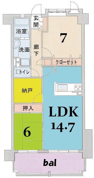Floor plan. 2LDK + S (storeroom), Price 15.8 million yen, Occupied area 66.08 sq m , Balcony area 11.11 sq m
