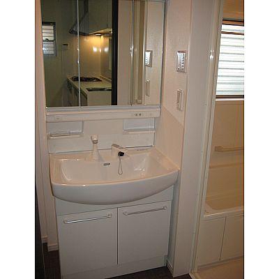Wash basin, toilet. Bathroom vanity!