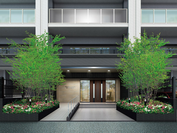 Buildings and facilities. Graceful style wrapped in nature, Aesthetics of Yingbin. Stylish approach design in pursuit of functional beauty. Lush planting and fine restless produce a graceful style. Aesthetics of Yingbin There is here. (Entrance approach Rendering)