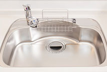 Kitchen.  [Silent type kitchen sink] Low-noise type kitchen sink with reduced sound I Mizu跳, A large pot was also adopted washable sink of large size.