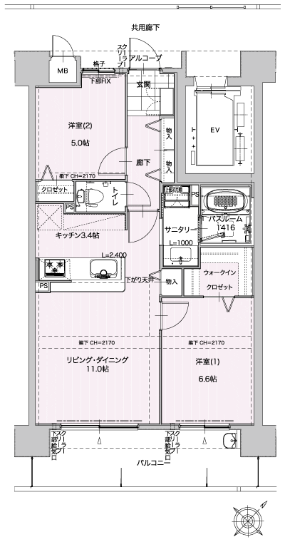 Floor: 2LDK, occupied area: 61.06 sq m, Price: 18,211,000 yen ~ 18,622,400 yen