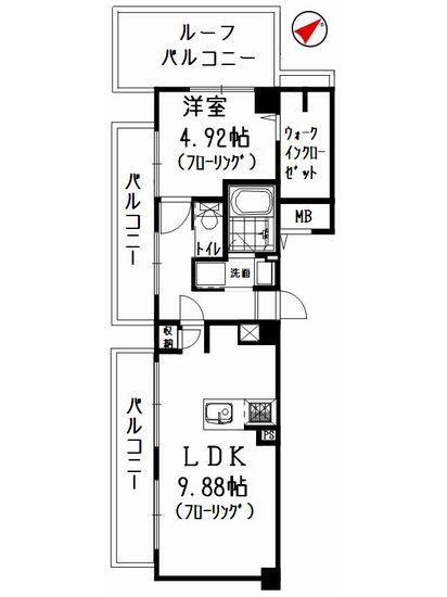 Floor plan. 1LDK, Price 13.8 million yen, Occupied area 43.02 sq m