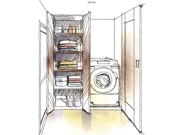 Other. Bath towels and sanitary supplies, etc., Immediately taken out conveniently (B type wash room storage Rendering)