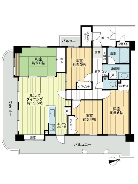 Floor plan. 4LDK, Price 20.8 million yen, Occupied area 89.55 sq m , Balcony area 33.47 sq m