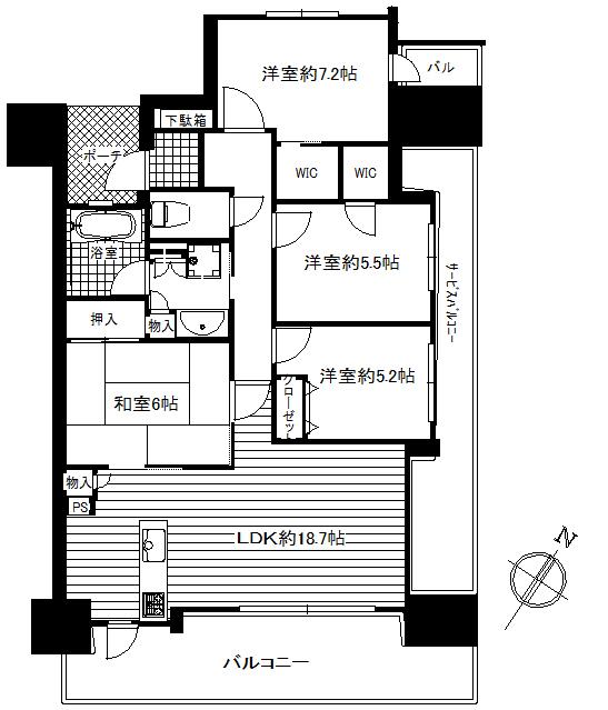 Floor plan. 4LDK, Price 30 million yen, Occupied area 95.32 sq m , Balcony area 29.37 sq m