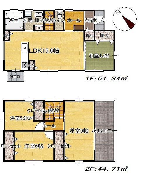 Floor plan. 29,800,000 yen, 4LDK, Land area 108.9 sq m , Building area 96.05 sq m relatively popular is a high floor plan (^_^) /  Living and Japanese-style room is a place that can be used To spacious to release a is usually Tsuzukiai, Has gained support from people of all ages! (^^)!