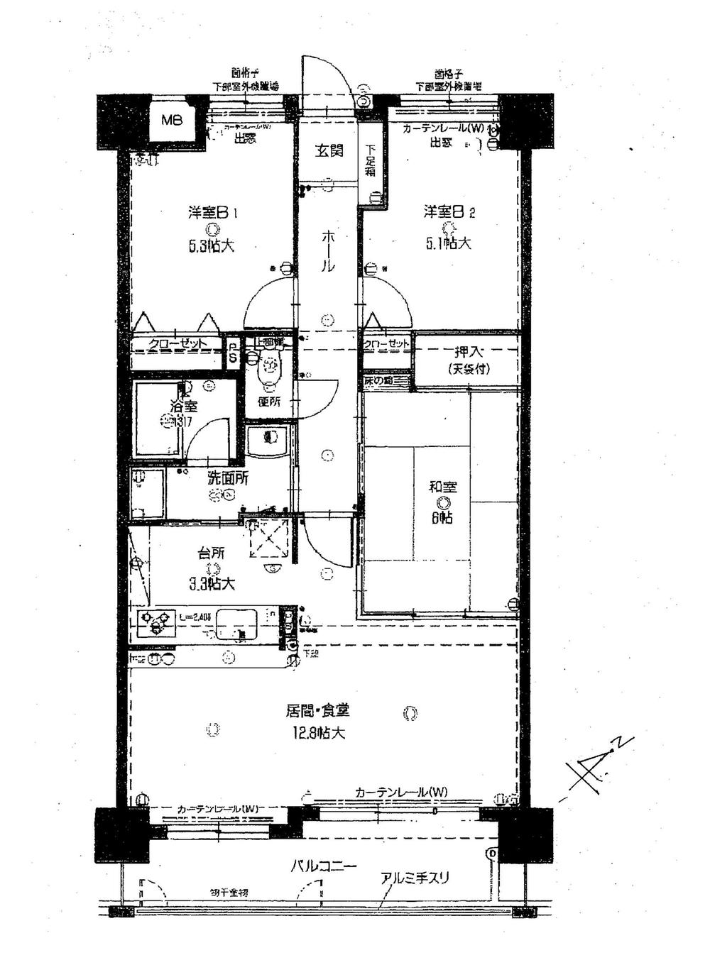 Floor plan. 3LDK, Price 12 million yen, Occupied area 70.28 sq m , Balcony area 8.91 sq m