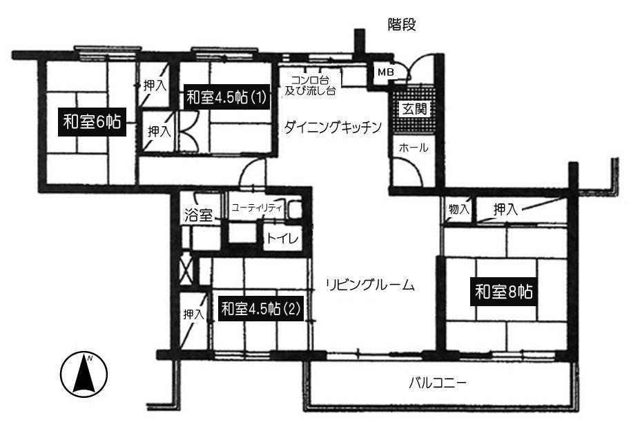 Floor plan. 4LDK, Price 5.9 million yen, Occupied area 87.48 sq m , 4LDK !! balcony area 9.72 sq m 87.48 sq m