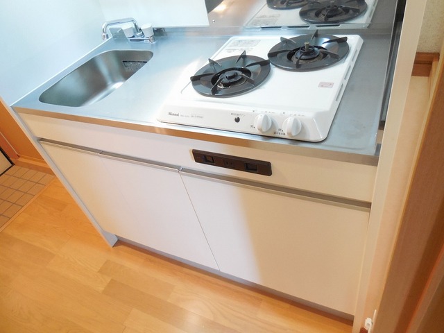 Kitchen. Stove is equipped with a two-necked