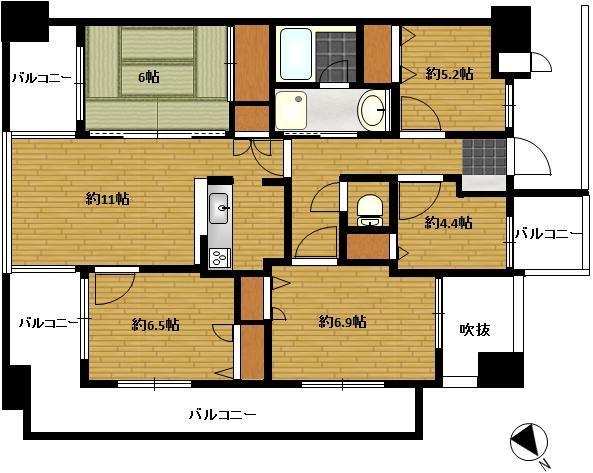 Floor plan. 5LDK, Price 12.8 million yen, Occupied area 90.93 sq m , Balcony area 25.51 sq m