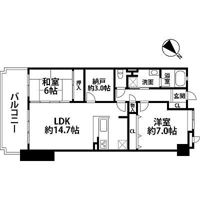 Floor plan. 2LDK+S, Price 15.8 million yen, Occupied area 66.08 sq m , Balcony area 11.11 sq m