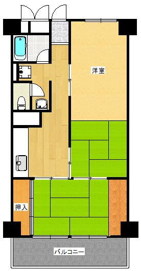 Floor plan. 3DK, Price 4.9 million yen, Occupied area 52.25 sq m , Balcony area is 5.5 sq m Western and wide by Japanese-style has led