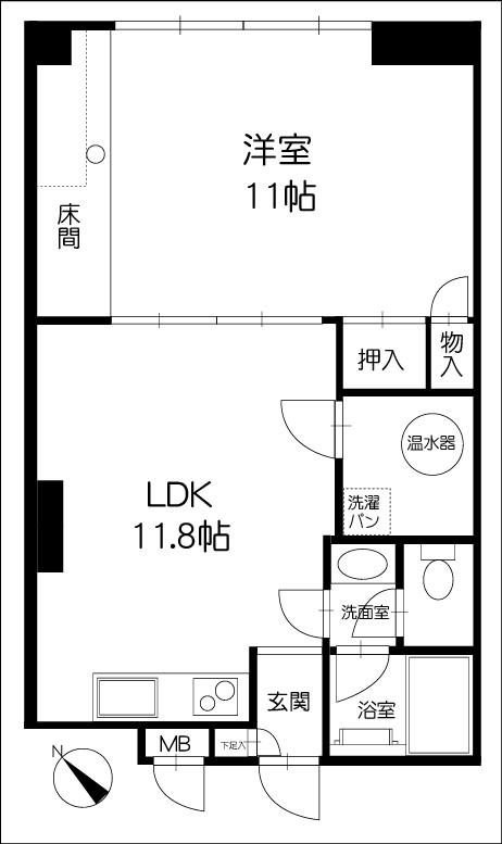 Floor plan. 1LDK, Price 9.8 million yen, Occupied area 50.55 sq m