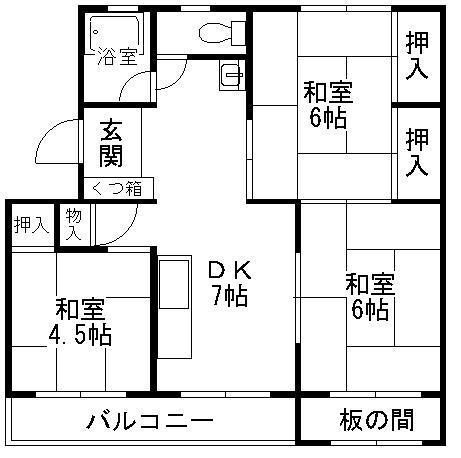 Floor plan. 3DK, Price 5.3 million yen, Footprint 55.2 sq m , Balcony area 7.72 sq m