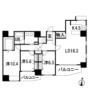 Floor: 3LDK, occupied area: 107.65 sq m, Price: 66,300,000 yen ・ 68,100,000 yen