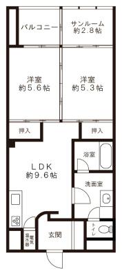 Floor plan. 2LDK, Price 12.8 million yen, Footprint 62.5 sq m