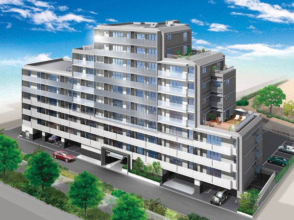 Buildings and facilities. There is a variety of stores, "Minami-Fukuoka" a 6-minute walk to the station. Further smooth access to Hakata Station of charm <Anpiru Minami-Fukuoka Station>. 100 sq m more than the affluent plan and roof balcony plan also choose all 17 type. To achieve the dwelling unit placement of excellent all households southeast to daylight, Proposed a comfortable living space. Price 3LDK / From 19 million yen (illustration Exterior view)