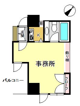 Floor plan. 1K, Price 4.8 million yen, Occupied area 29.59 sq m , Usable accepted as a balcony area 3 sq m office-cum-residence ・ conference room ・ bathroom ・ sauna ・ Launderette ・ Restaurants, etc., Enhanced with facilities of style hotel