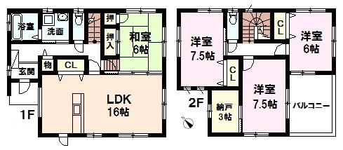 Floor plan. 26,800,000 yen, 4LDK + S (storeroom), Land area 203.42 sq m , Building area 112.81 sq m