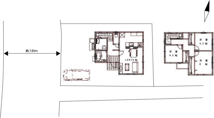 Compartment view + building plan example. Building plan example, Land price 11.2 million yen, Land area 125.61 sq m , Building price 9.96 million yen, Building area 79.48 sq m